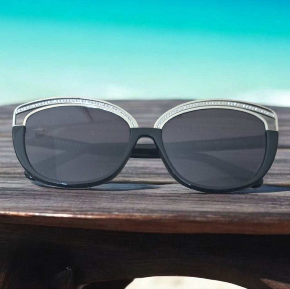 Azarro Paris Elegant Black and Gold Women's Sunglasses AZ 32029 - Picture 8 of 15